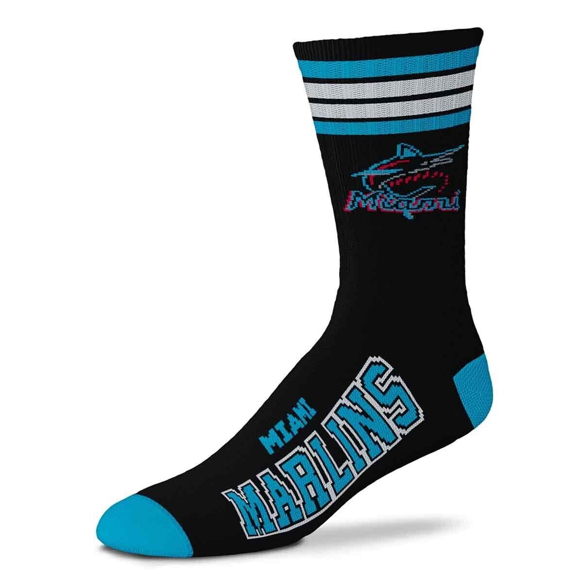 MIAMI MARLINS LOGO ADULT LARGE CREW SOCKS AUTHENTIC MLB BASEBALL TEAM NEW