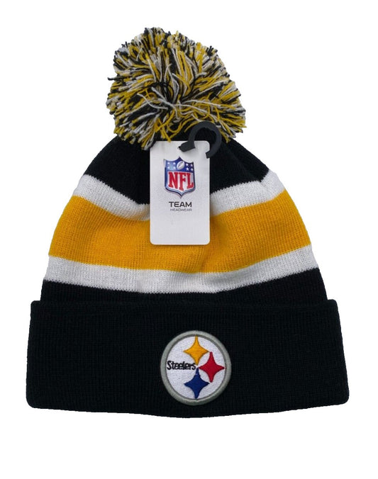 PITTSBURGH STEELERS POM POM BEANIE HAT MVP AUTHENTIC NFL FOOTBALL TEAM KNIT CAP