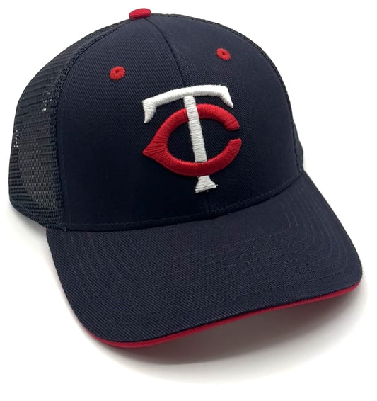 Officially Licensed Minnesota Baseball Mesh Trucker Hat Classic Twins Team Logo Adjustable Structured Embroidered Cap