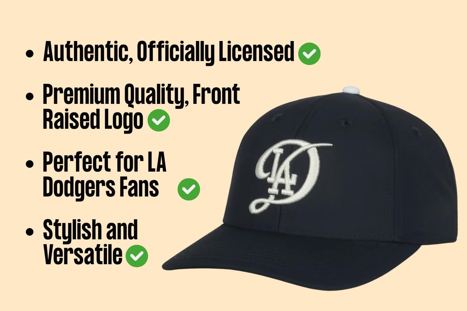 Officially Licensed Los Angeles Dodgers Baseball City Connect Classic Edition Sports Hat Navy Blue/White LA Home Team Logo Embroidered Adjustable Structured Snapback Ball Cap