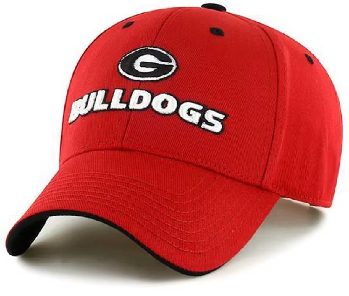 Officially Licensed University Georgia Hat Classic Bulldogs Red Home Team Logo Adjustable Structured Cap Multicolor