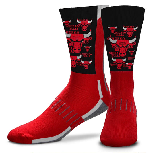 Chicago Bulls Crew Socks Adult Large Montage Style NBA Basketball Team Logo New