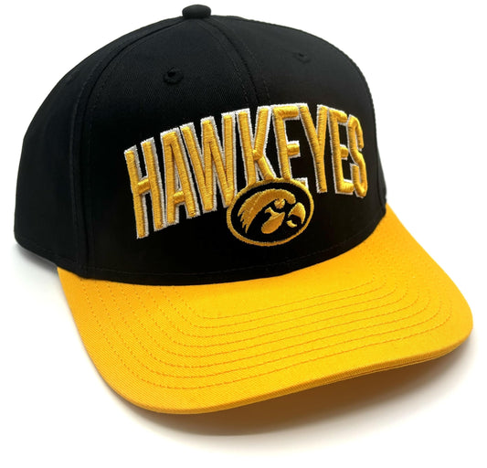 Officially Licensed Iowa University Hat Classic Two-Tone Adjustable MVP Hawkeyes Embroidered Team Logo Structured Cap