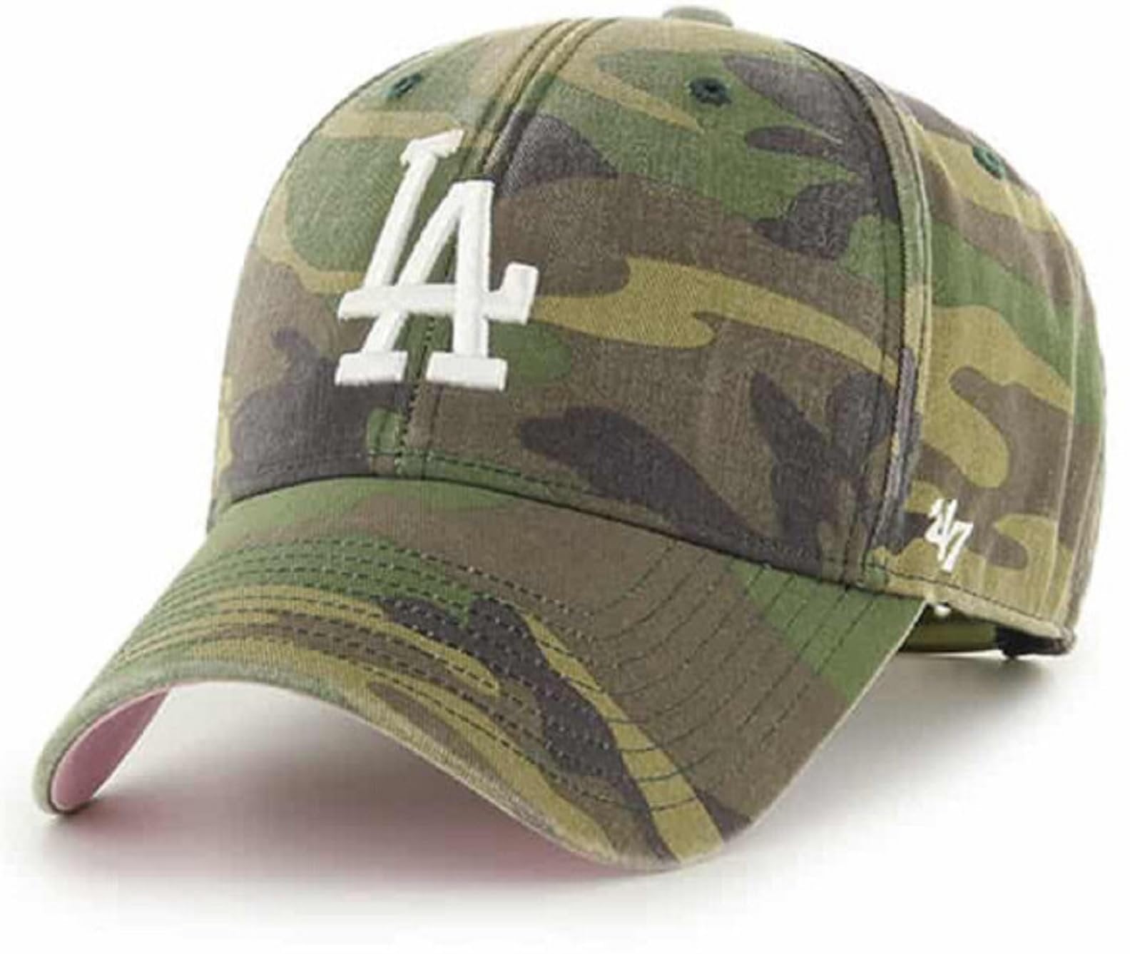 Officially Licensed Los Angeles Dodgers Camo MVP Adjustable Snapback Hat w/Pink Under Visor Classic Edition Structured Cap