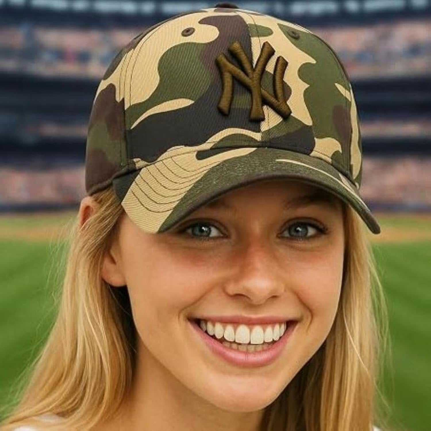 New York Yankees Camouflage MVP Hat with Olive Green NY Logo Adjustable Baseball Cap