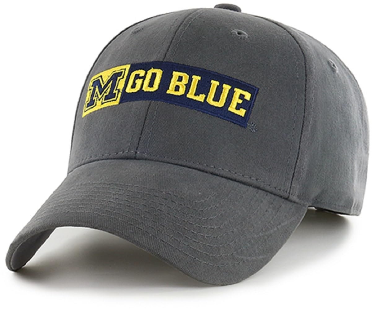 Officially Licensed Michigan University Charcoal MVP Hat Classic Go Blue Team Logo Adjustable Structured Cap