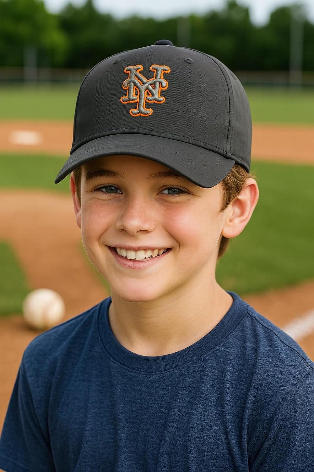 Officially Licensed NY Mets Youth Black MVP Hat Adjustable Embroidered Sports Cap for Boys and Girls