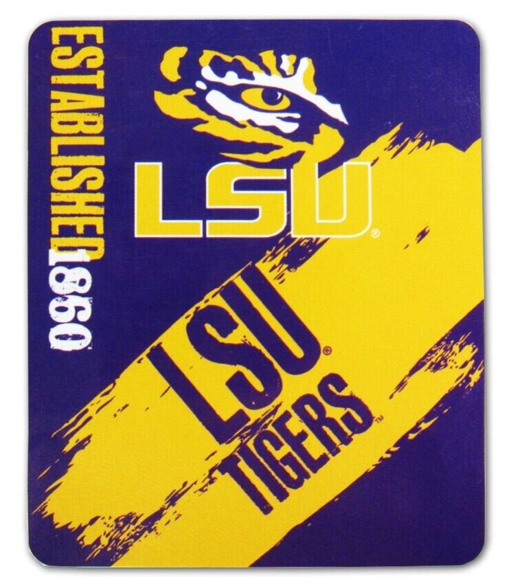 LSU TIGERS FLEECE PLUSH BLANKET 50" X 60" SPORTS NCAA COLLEGE FOOTBALL TEAM NEW