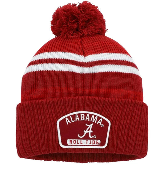 Officially Licensed University Alabama Cuffed Knit Pom Beanie Hat Classic Edition Team Logo Crimson Cap