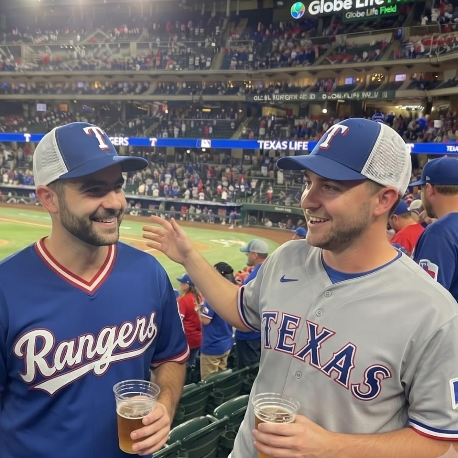 Texas Rangers Two-Tone Blue/White Mesh Trucker Hat Adjustable Embroidered Structured Sports Cap