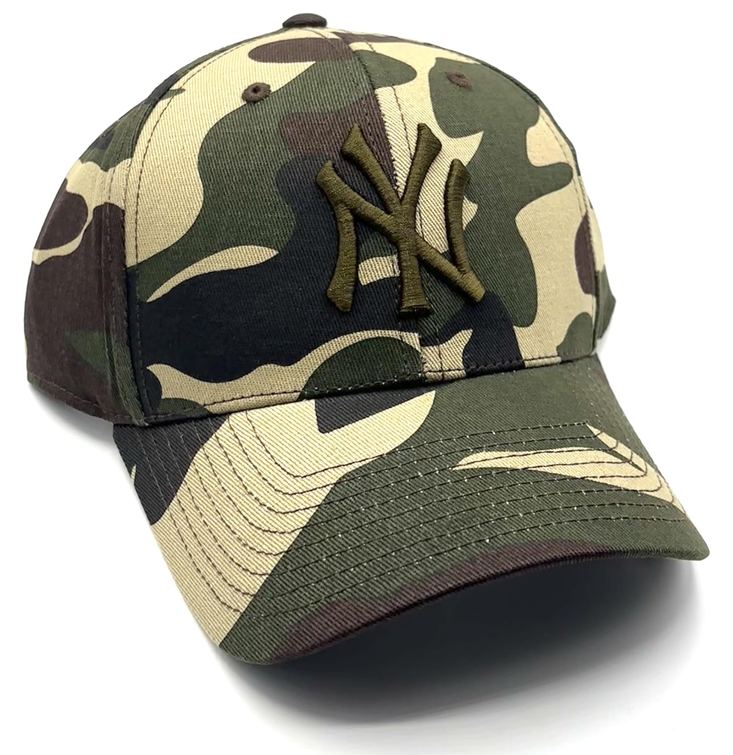 Officially Licensed New York Yankees Baseball Camouflage Hat Classic NY Team Logo Adjustable MVP Structured Embroidered Cap