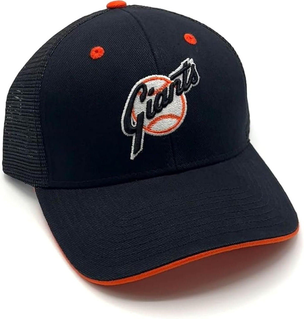 San Francisco Giants Baseball Cooperstown Trucker Hat Black Mesh with Orange Logo
