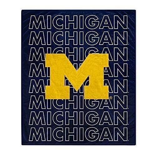 MICHIGAN WOLVERINES PLUSH BLANKET 60" X 70" PEGASUS SPORTS NCAA FOOTBALL NEW