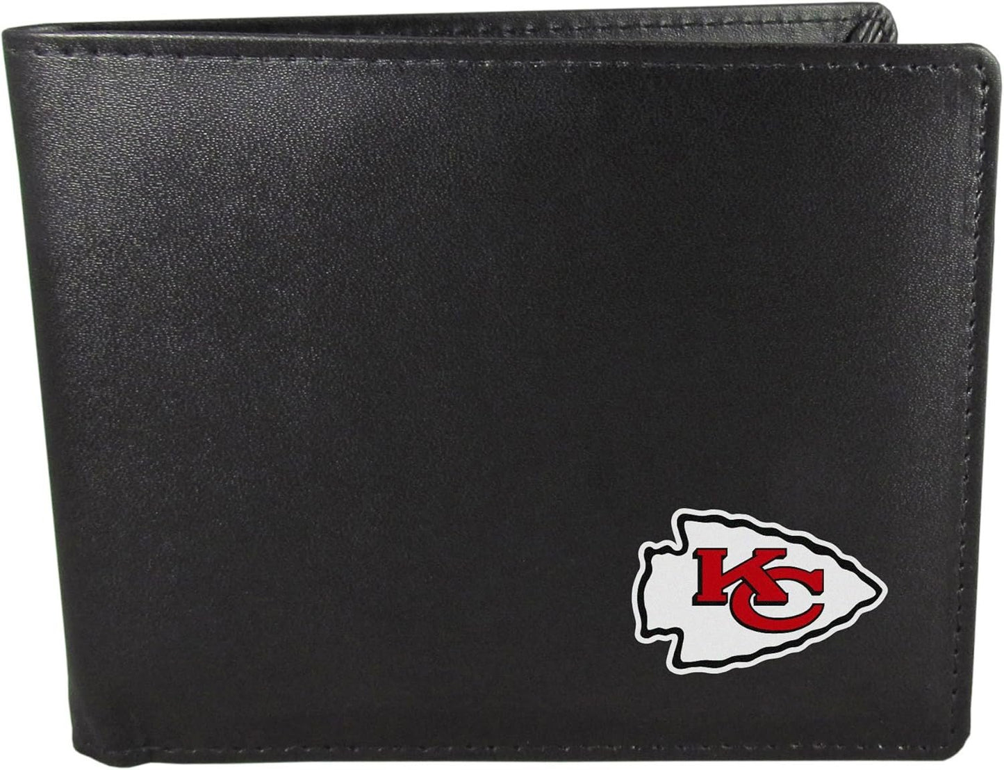 KANSAS CITY CHIEFS GENUINE LEATHER BIFOLD WALLET NFL FOOTBALL LOGO NEW