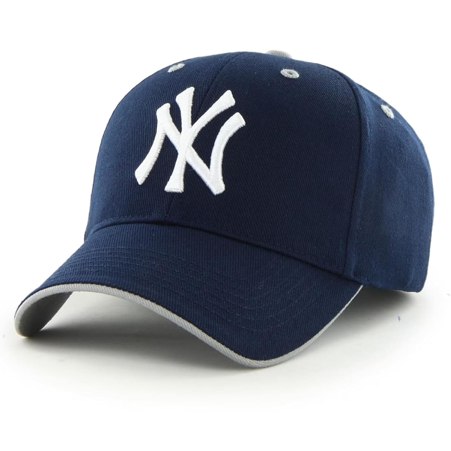 New York Yankees Hat Navy Blue MVP Cap with Gray Eyelets Adjustable Embroidered Sports Cap