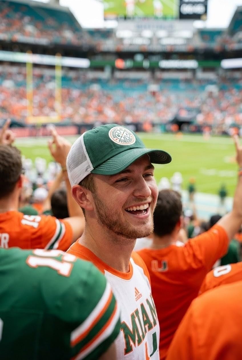 Officially Licensed University of Miami Hurricanes Hat Classic Green/White Relaxed Fit Team Logo Adjustable Mesh Trucker Snapback Baseball Sports Cap