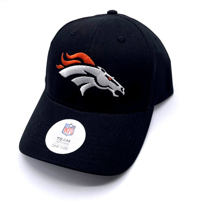 Denver Broncos Hat Solid Black MVP Structured Style NFL Football Team Logo Cap New