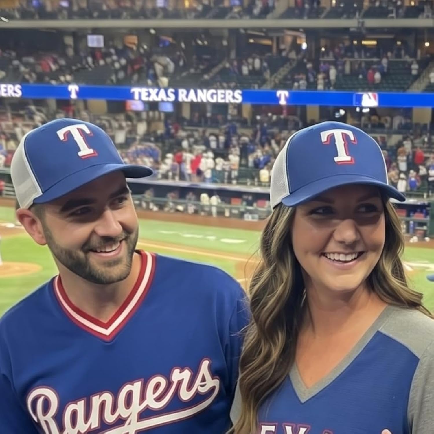Texas Rangers Two-Tone Blue/White Mesh Trucker Hat Adjustable Embroidered Structured Sports Cap