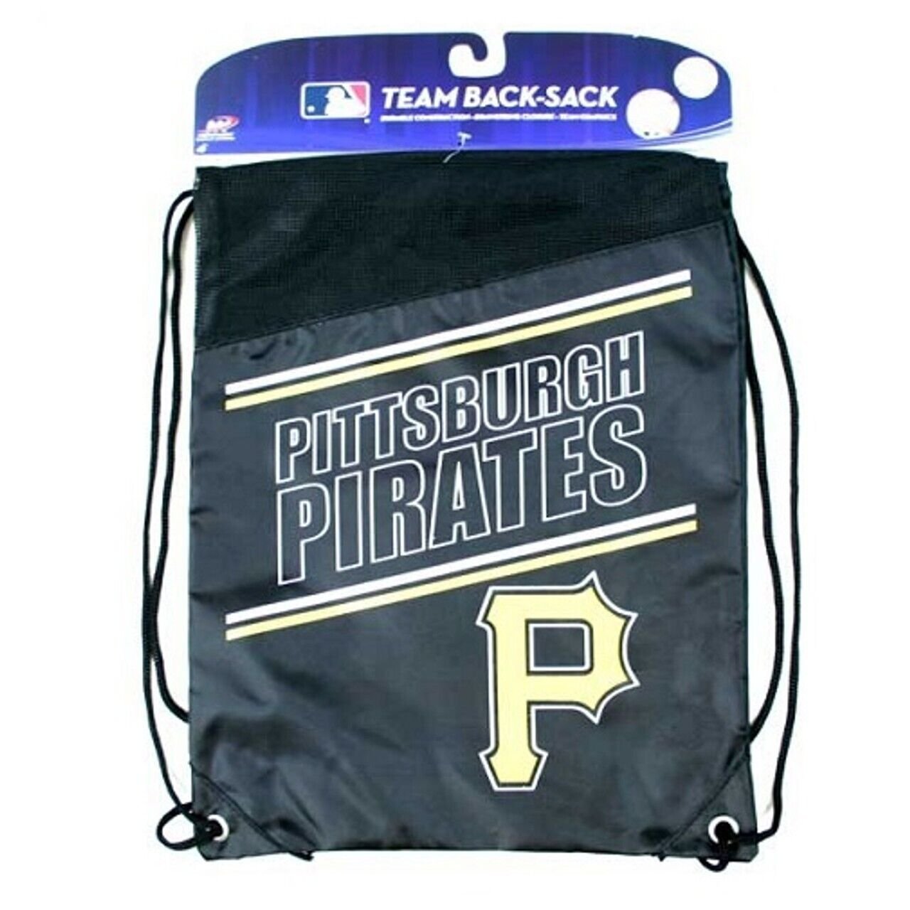 PITTSBURGH PIRATES DRAWSTRING BACKPACK TEAM LOGO AUTHENTIC MLB BASEBALL NEW BAG