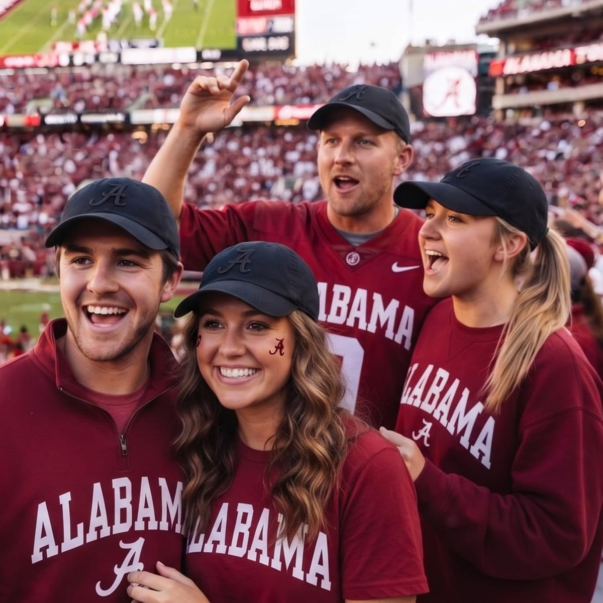 Officially Licensed Alabama University Classic Edition Black Relaxed Fit Hat Adjustable Embroidered Primary Team Logo Baseball Sports Cap