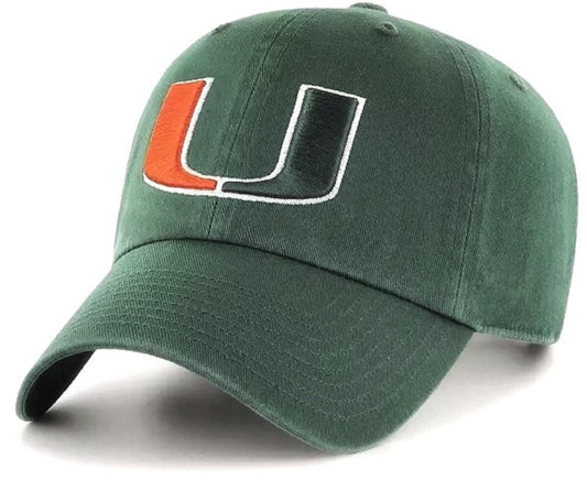 Officially Licensed University Miami Green MVP Hat Classic Hurricanes Team Logo Adjustable Embroidered Structured Cap