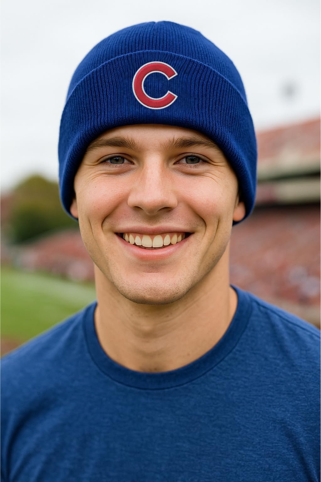 Officially Licensed Chicago Cubs Baseball Cuffed Knit Beanie Hat Classic Edition Primary Home Cubs Team Logo Blue Winter Sports Ball Embroidered Cap