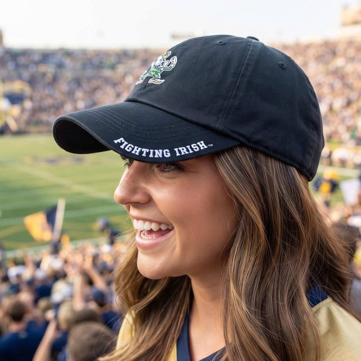 Notre Dame Relaxed Fit Black Captain Hat Embroidered Fighting Irish Cap