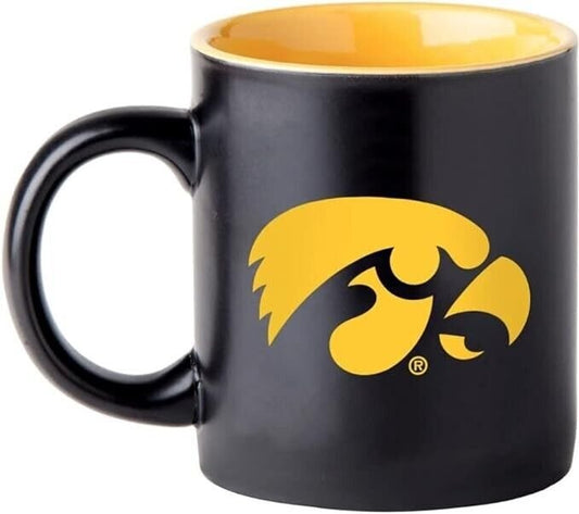 IOWA HAWKEYES MATTE BLACK TWO TONE MUG MVP AUTHENTIC NCAA FOOTBALL TEAM LOGO NEW