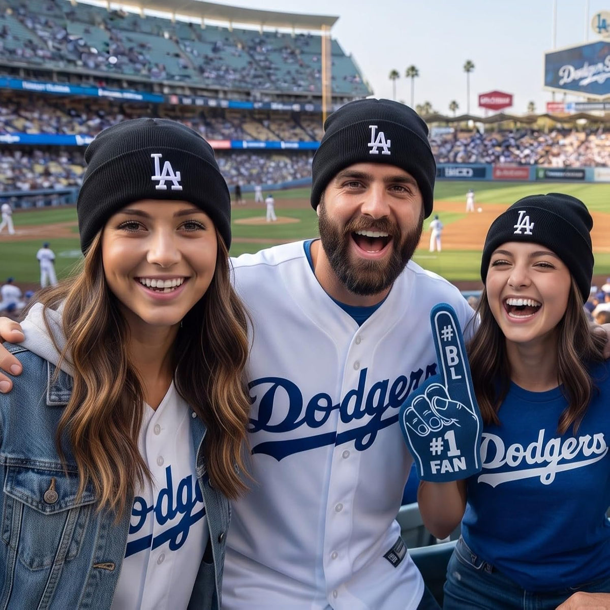 Los Angeles Dodgers Black Cuff Beanie with Iconic White LA Logo Embroidery
