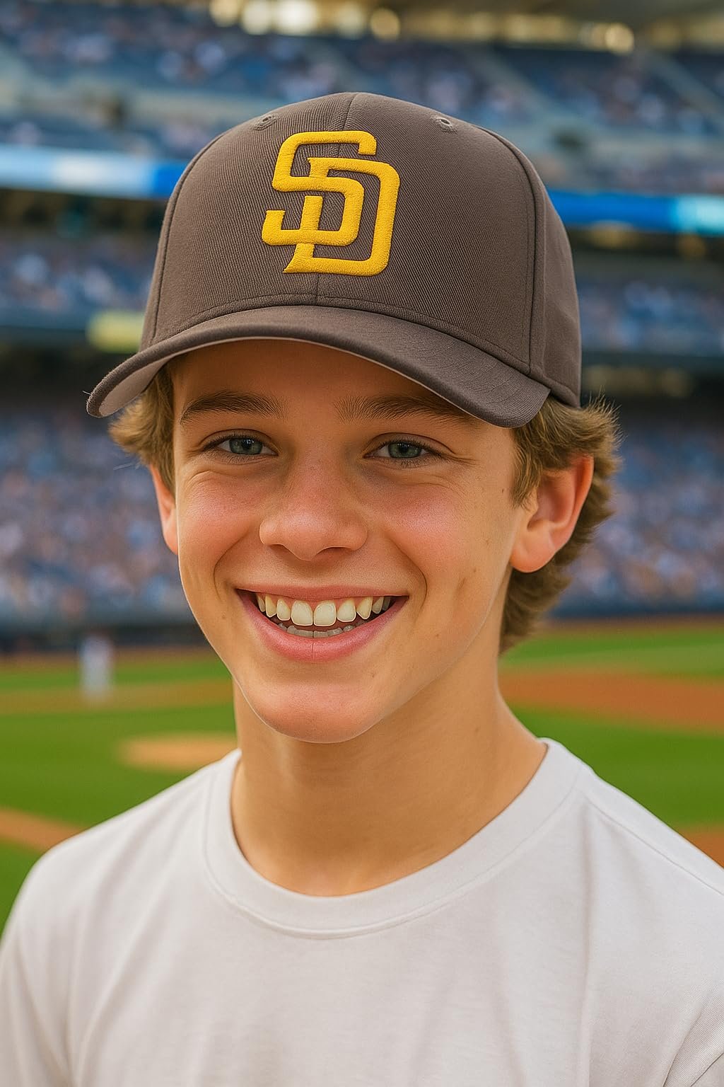 Officially Licensed San Diego Padres MLB Youth Boys Girls Brown Hat Embroidered Yellow SD Logo Adjustable