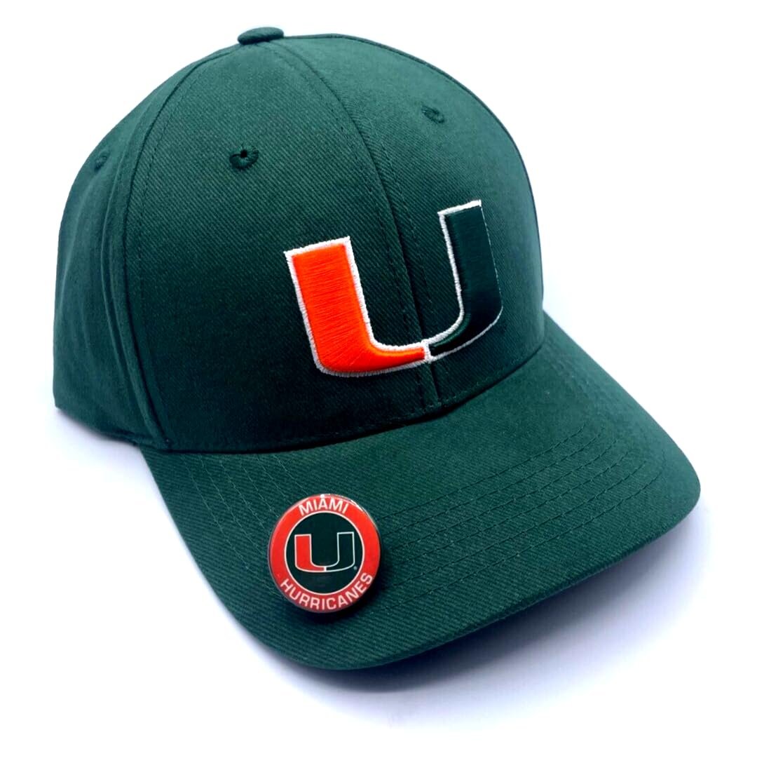 University Miami MVP Hat Classic Hurricanes Adjustable Embroidered Team Logo Cap (Green)