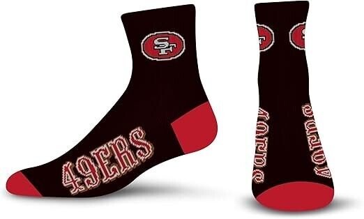 SAN FRANCISCO 49ERS FOR BARE FEET CREW SOCKS LARGE NFL FOOTBALL TEAM NEW