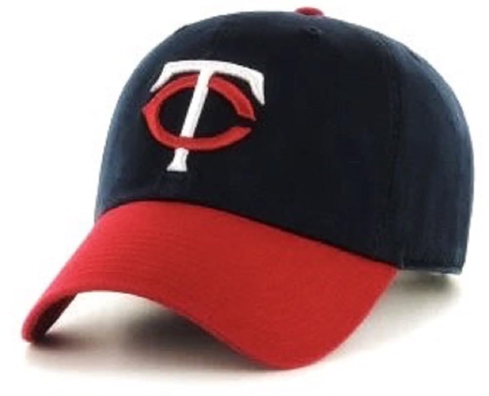 Officially Licensed Minnesota Twins Two Tone Navy Blue/Red MVP Hat Adjustable Embroidered Sports Cap