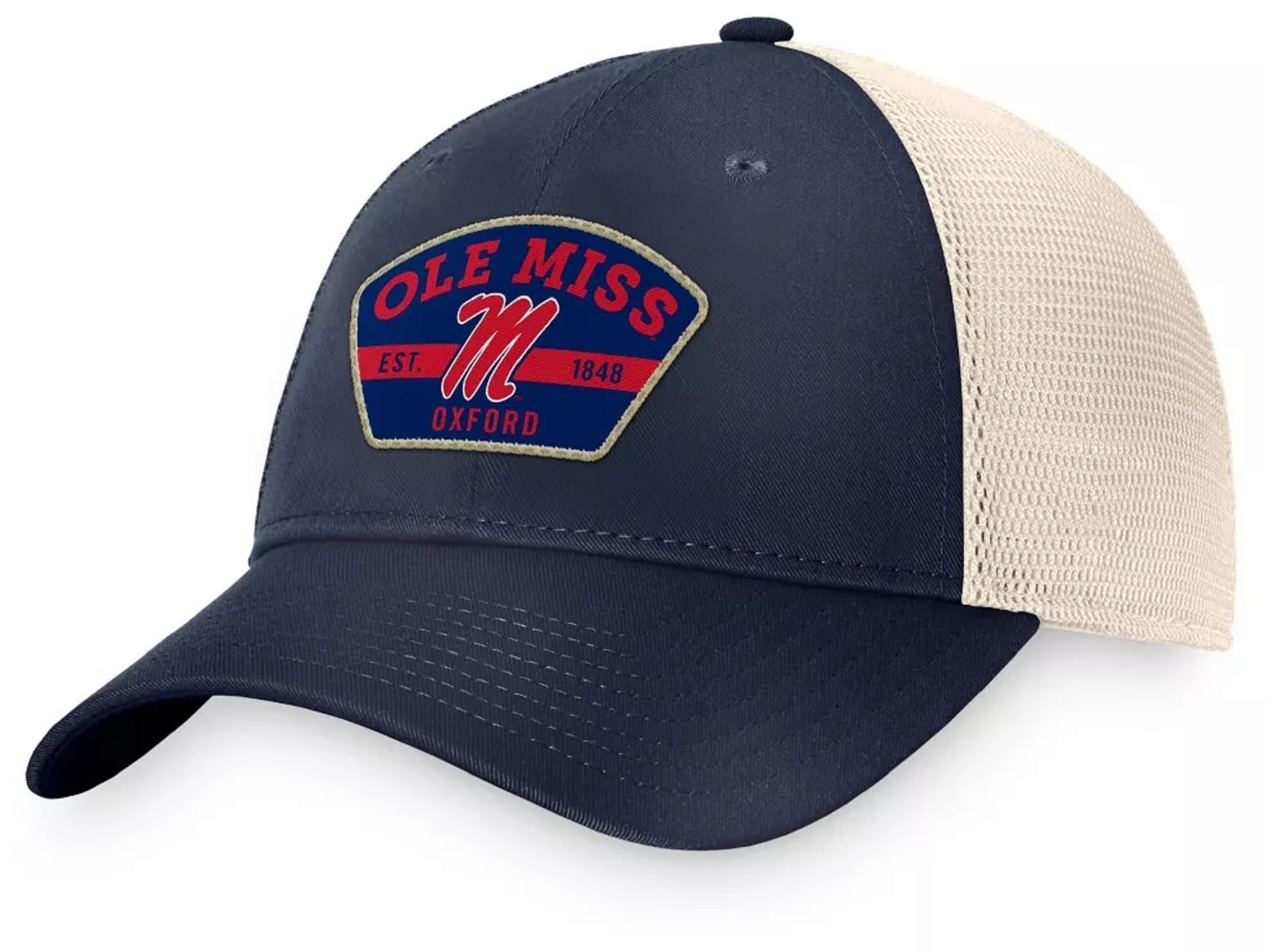 Officially Licensed Ole Miss Hat Classic Relaxed Fit Mesh Trucker Adjustable Rebels Team Logo Two-Tone Cap