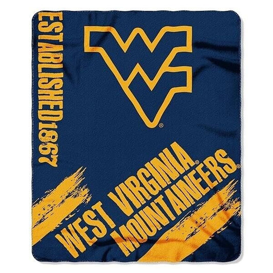 WEST VIRGINIA MOUNTAINEERS FLEECE BLANKET 50" X 60" SPORTS NCAA FOOTBALL NEW