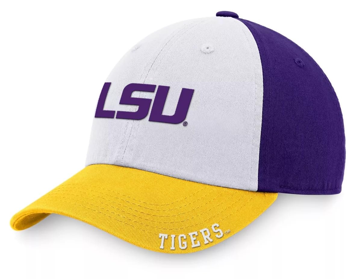 Officially Licensed LSU University Hat Classic Relaxed Fit Adjustable Tigers Team Logo Embroidered Slouch Cap Multicolor