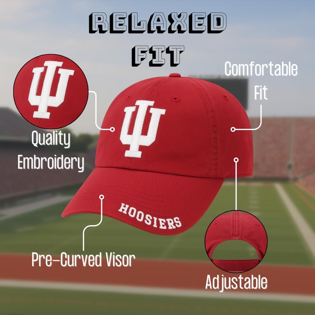 Officially Licensed University Indiana Classic Edition Hat Adjustable Relaxed Fit Embroidered Team Logo Cap