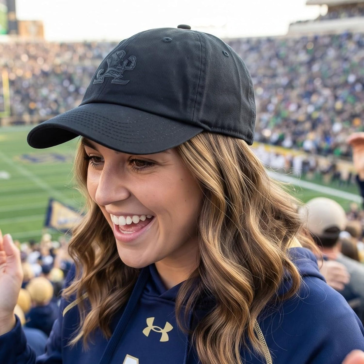 Notre Dame Relaxed Fit All Black Hat Embroidered Leprechaun Logo Cap