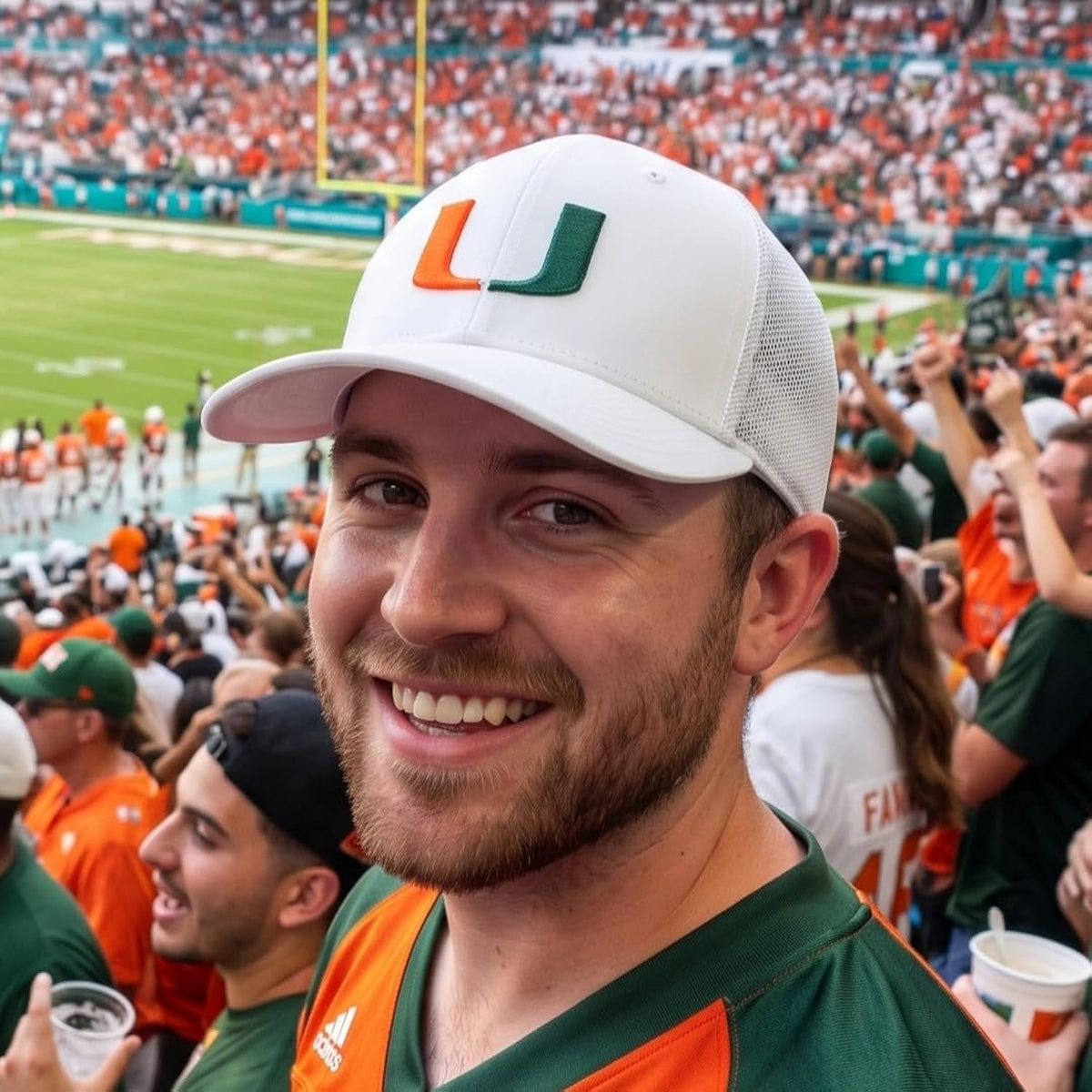 University of Miami White Mesh Trucker Hat Iconic UM Embroidery Cap
