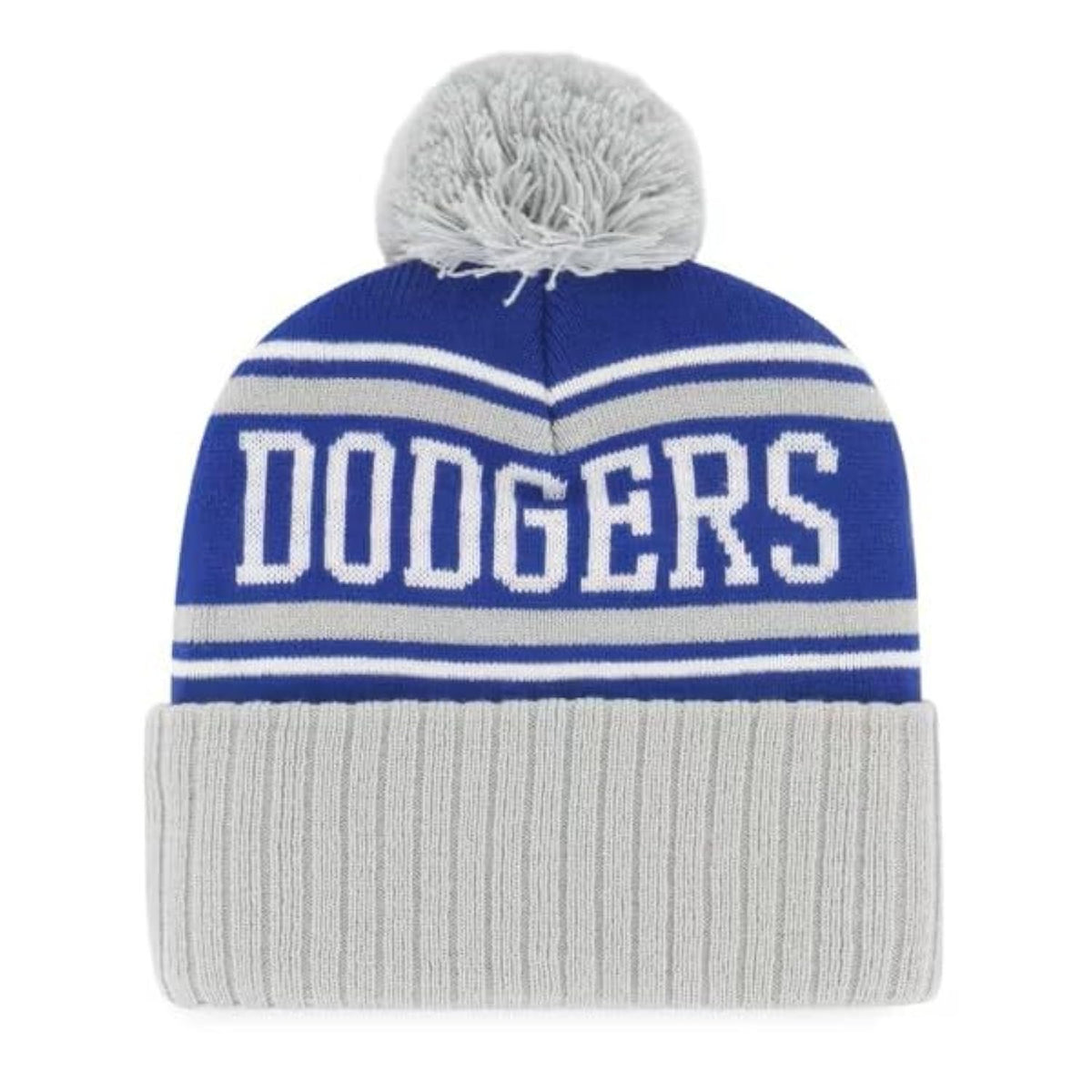 Los Angeles Dodgers Blue Gray Cuff Knit Pom Beanie, Iconic LA Logo in Front