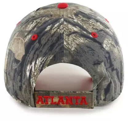 C5 Sports Officially Licensed Atlanta Baseball Camouflage Hat Classic Red Team Logo Adjustable MVP Structured Embroidered Cap