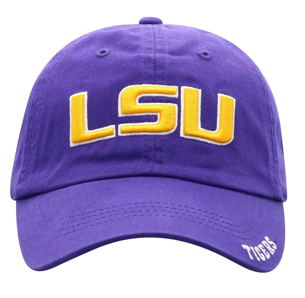 Officially Licensed LSU University Classic Edition Hat Adjustable Relaxed Fit Tigers Team Logo Embroidered Cap (Purple)