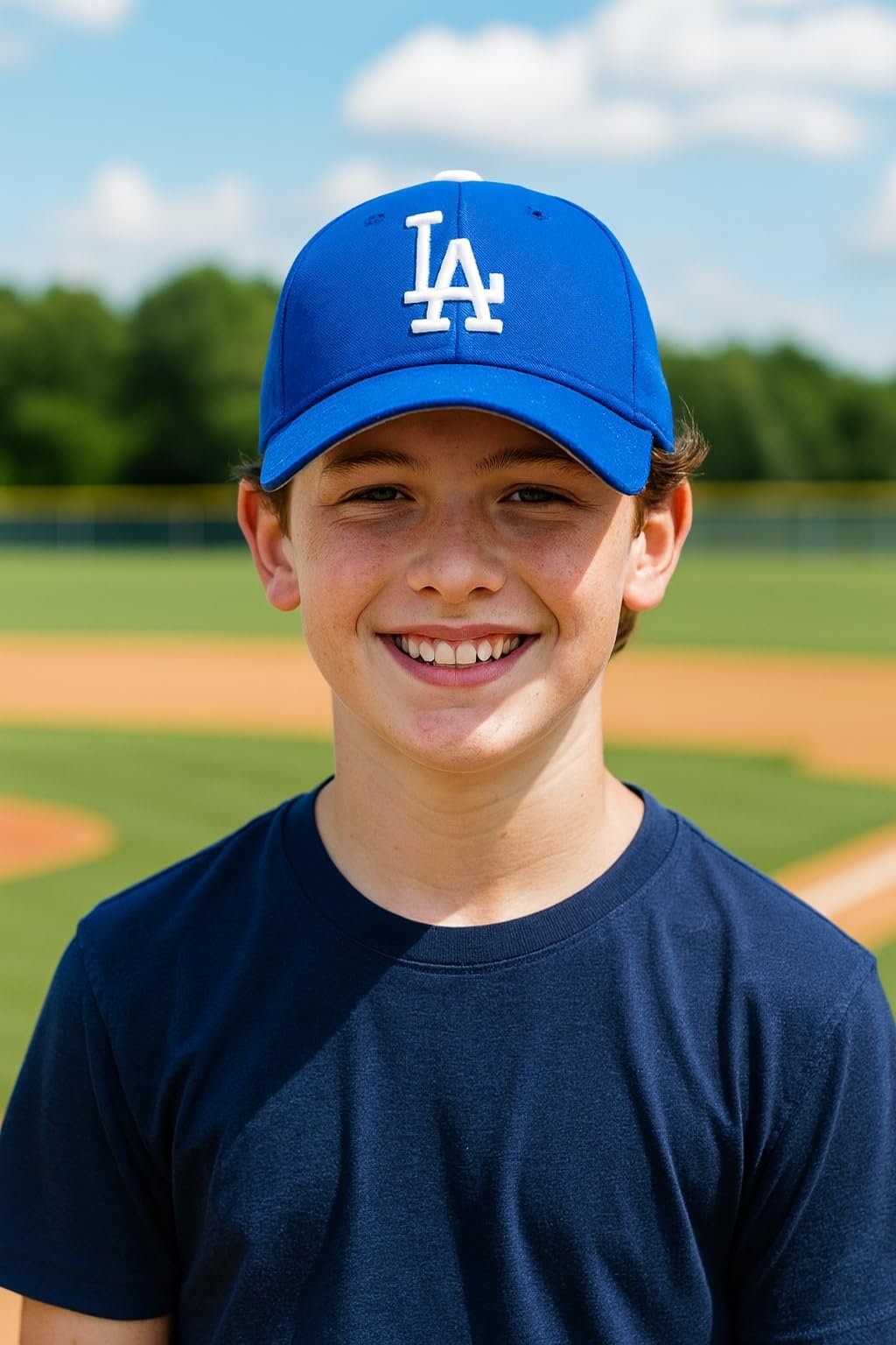 Officially Licensed Los Angeles Dodgers Youth Boys Girls Baseball Hat Classic Primary Home Team Logo Royal Blue/White MVP Adjustable LA Embroidered Kids Sports Ball Cap