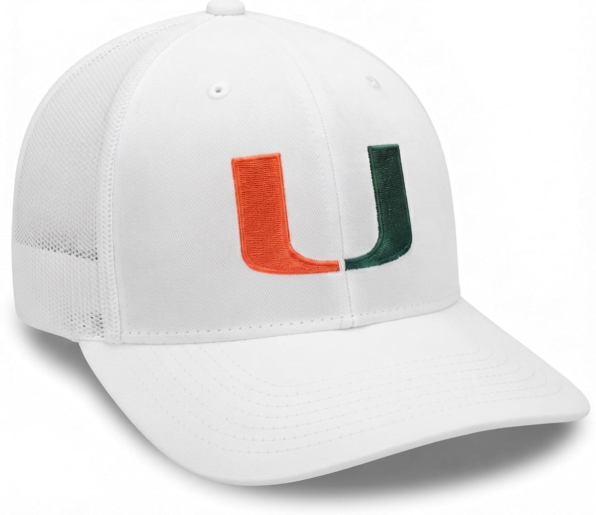 University of Miami White Mesh Trucker Hat Iconic UM Embroidery Cap