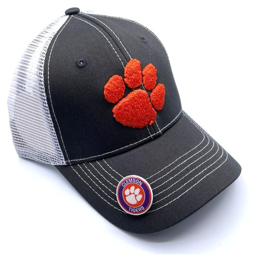 Clemson Gray Mesh Trucker Hat Adjustable Classic Team Logo Snapback Cap