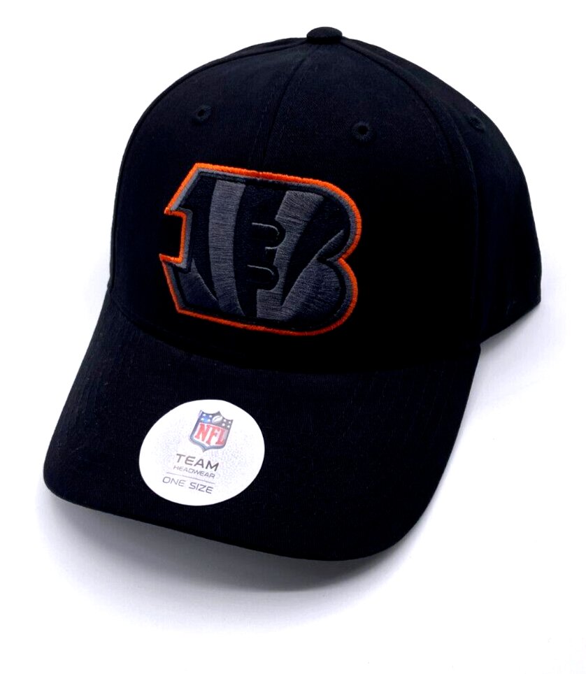 Cincinnati Bengals Hat Solid Black MVP Structured NFL Football Team Logo Cap New