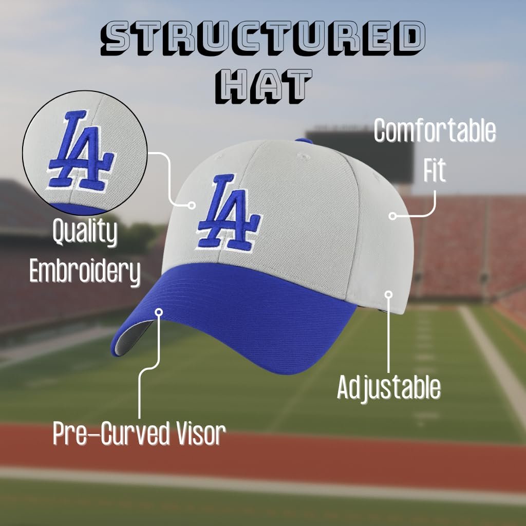 Officially Licensed Los Angeles Dodgers Youth Boys Girls Baseball Hat Classic Royal Blue Primary Home Team Logo MVP Embroidered Kids Sports Ball Cap
