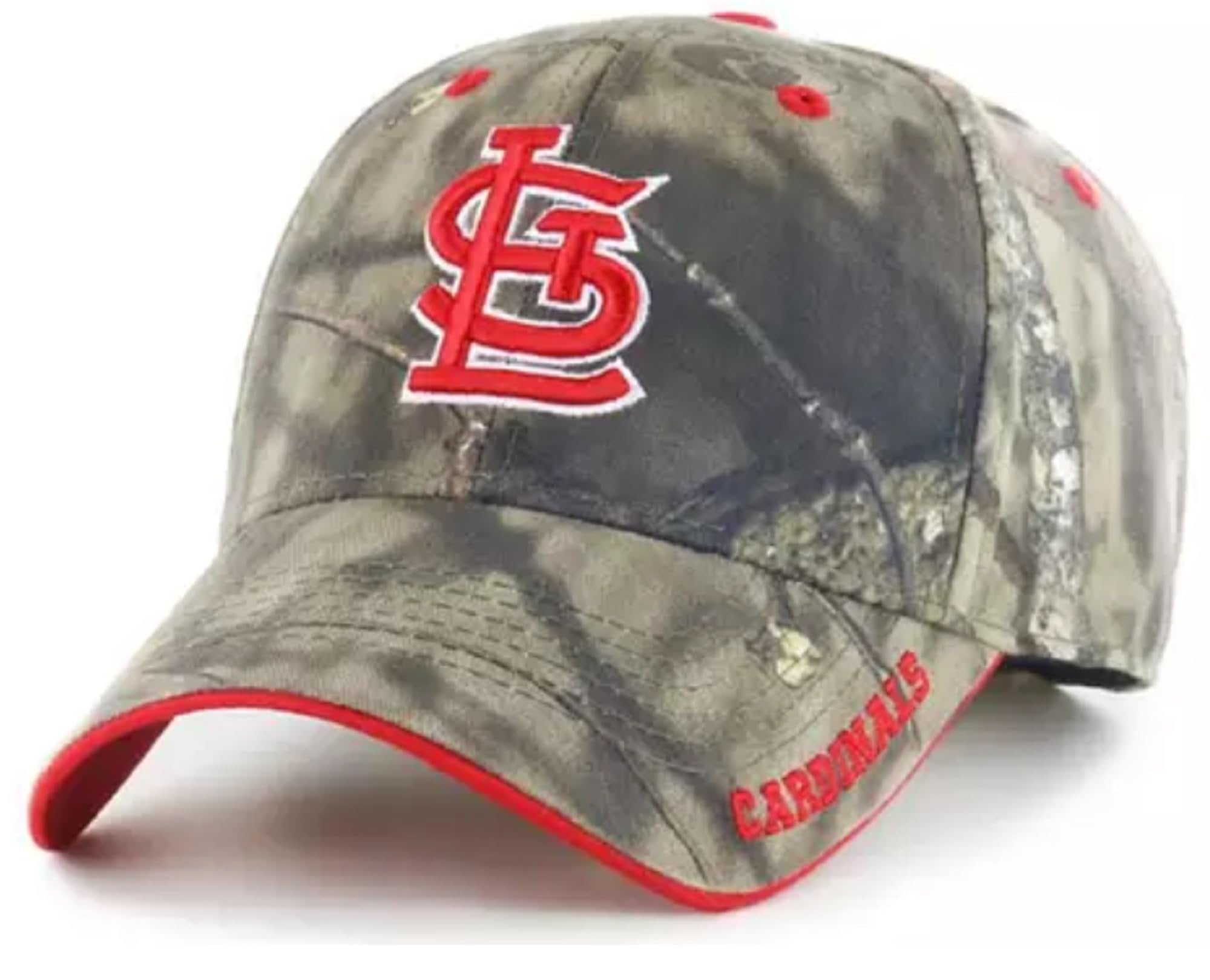 Officially Licensed St. Louis Baseball Camouflage Hat Classic Red/White Team Logo Adjustable MVP Structured Embroidered Cap