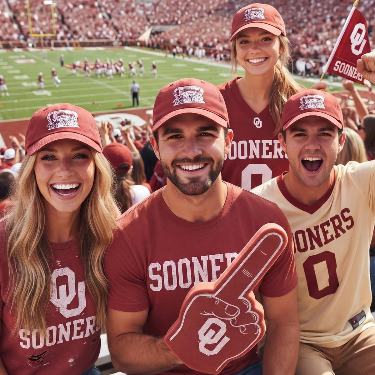 University of Oklahoma Sooners Crimson MVP Hat Vibrant Schooner Logo Cap