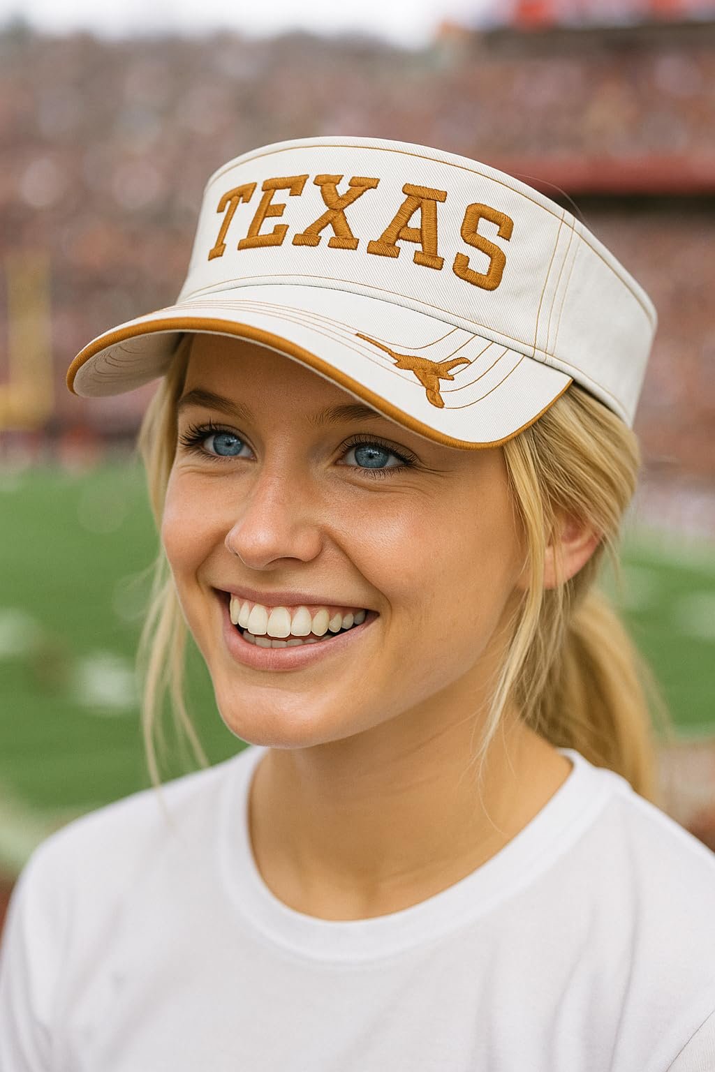 47 Officially Licensed Texas University Longhorns Visor Hat Adjustable Orange/White Team Logo Solid Embroidered Cap